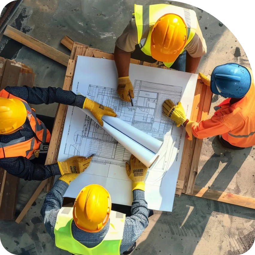 Construction team meeting
