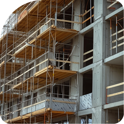 Ongoing construction with scaffolding